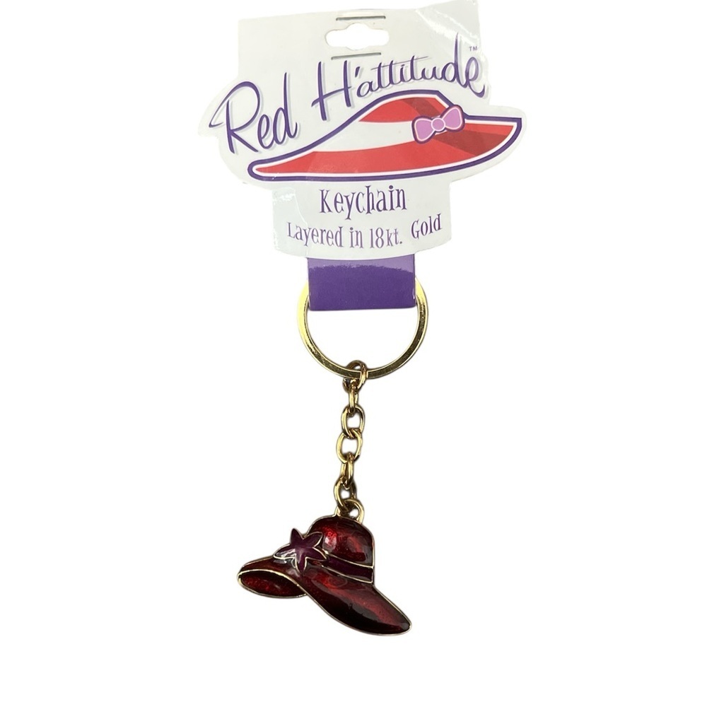 5/$25 Red Hat Keychain Layered in 18kt Gold